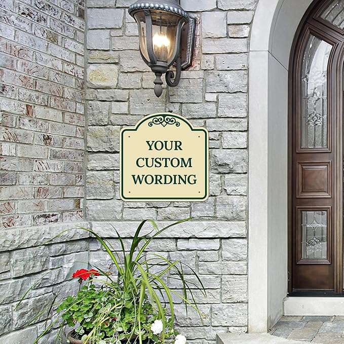 Custom Decorative Sign, Personalized Metal Sign for Business, Driveway, Home, Airbnb, Office Door Plaque, Ivory Sign, 18x18 Inches, ACM, Fade Resistant, Made in USA by Sigo Signs