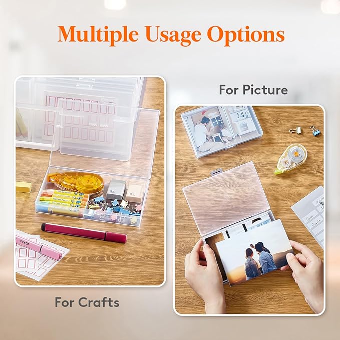 Lifewit 4x6 Photo Storage Box, 20 pcs Inner Photo Case with Lids, Clear Photo Organizers with 1 Sheet Label Sticker, Plastic Craft Storage Box for Seeds Sticker Cards Pictures Stamps Office Supplies