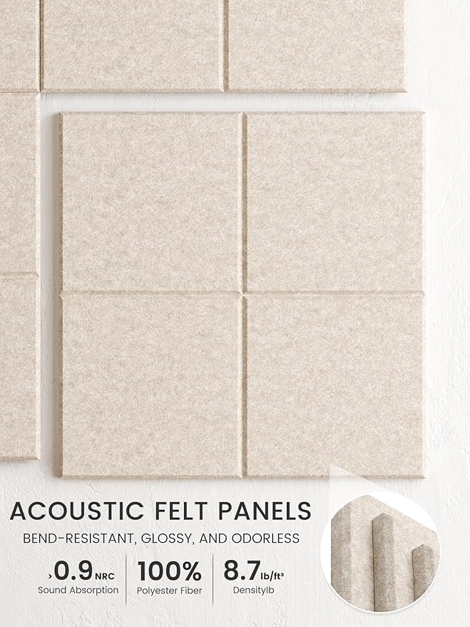 Bumusty Large Cork Board Alternative-36 x24 Felt Bulletin Board Tiles, with 30 Pushpins, 40 Adhesive Tabs, 6-Pack Slat Wall Paneling, Cork Boards for Office Push Pin Board Felt Board-Oatmeal