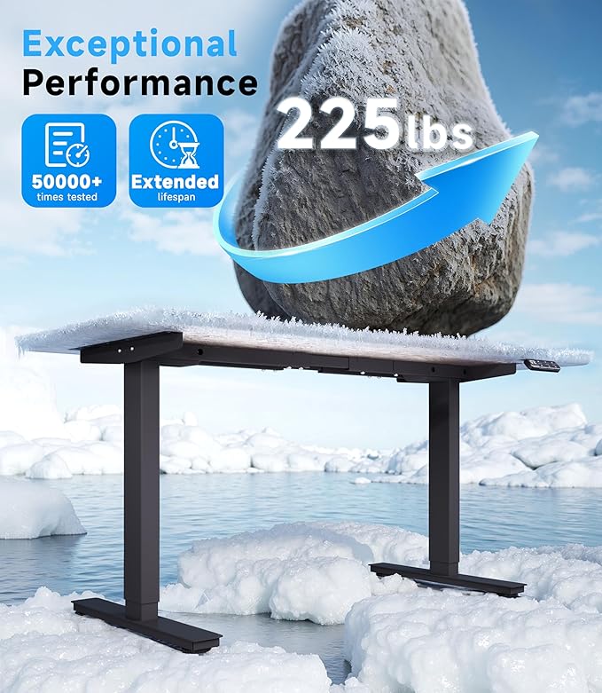 Electric Standing Desk Frame Dual Motor with Memory Controller, Computer Desk Adjustable Table Legs Up to 47.2" for Home Office, Black