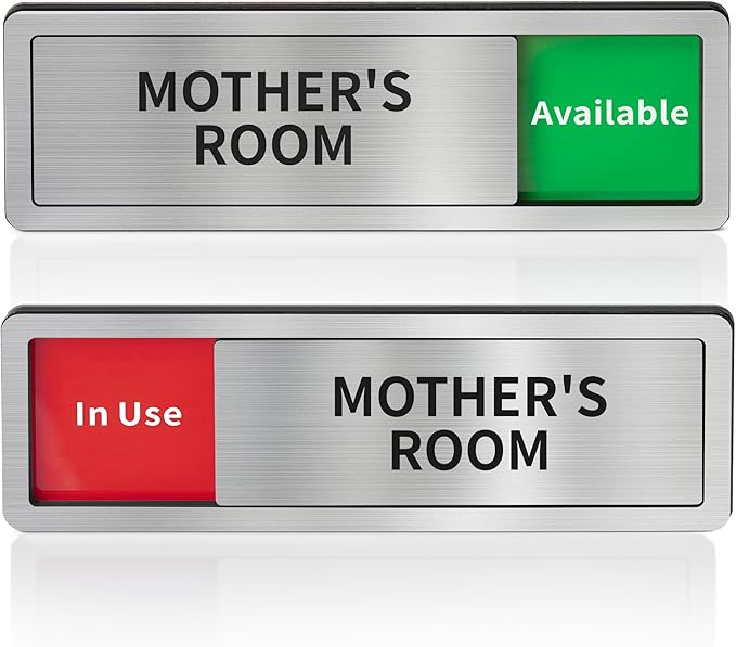Mother's Room Door Signs, Do Not Disturb,Breastfeeding Door Sign, In Use/Available Slider Sign for Lactation Room, Privacy Vacant Occupied Nursing Signs，Brushed Silver