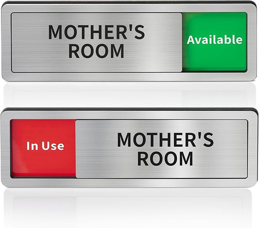 Mother's Room Door Signs, Do Not Disturb,Breastfeeding Door Sign, In Use/Available Slider Sign for Lactation Room, Privacy Vacant Occupied Nursing Signs，Brushed Silver