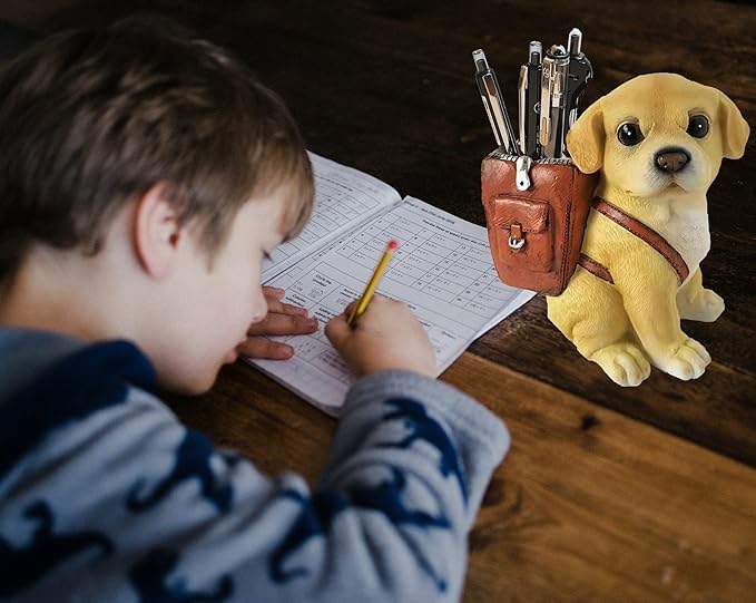 Dog Pen Holder for Desk Labrador Retriever Gifts for Men Women and Kids Unique Pen Pencil Holder Cup Funny Desktop Organizer for Home Office School Desk Decor (lemon-yellow)