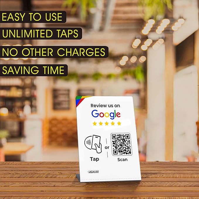 REVLIXI Google Review Stand (5 PCS)- Boost Reviews w/Reusable Google Review Tap Card Stand & QR Code Stand -No App, No Subscription-Android & iPhone Compatible -Boost Google Reviews for Online Growth