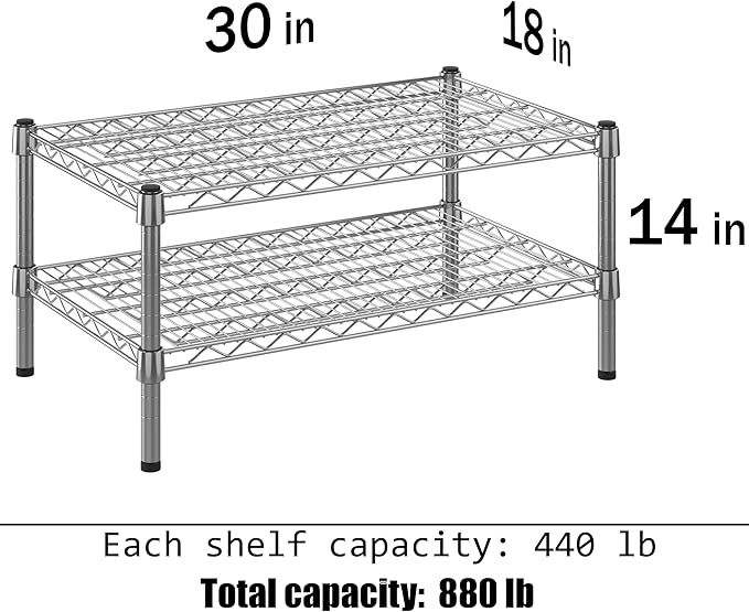 Regal Altair 18" Deep x 30" Wide x 14" Height Wire Shelving Kit | 2-Tier | NSF Commercial Storage Rack Unit