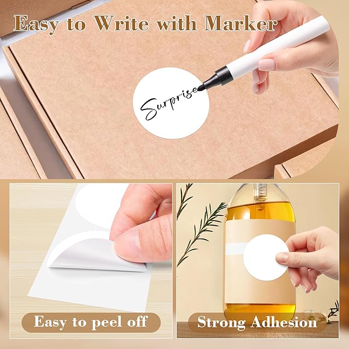 2 Inch Color Coding Round Labels (2000Pcs, 4 Rolls) - Round Colored Dot Stickers for Inventory, Pantry, Warehouse Organization - White Circle Dot Labels