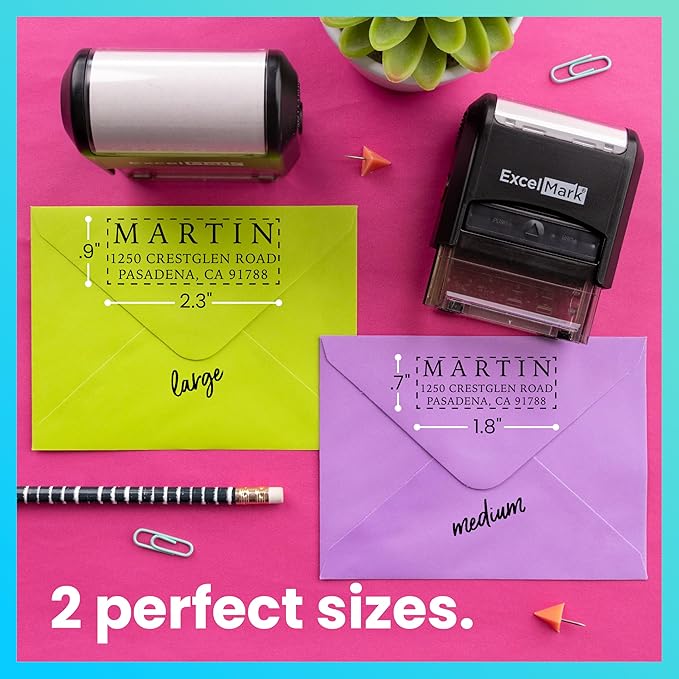 ExcelMark Personalized Return Address Stamp – Custom Self Inking Rubber Stamp (Medium, Simple Classic)