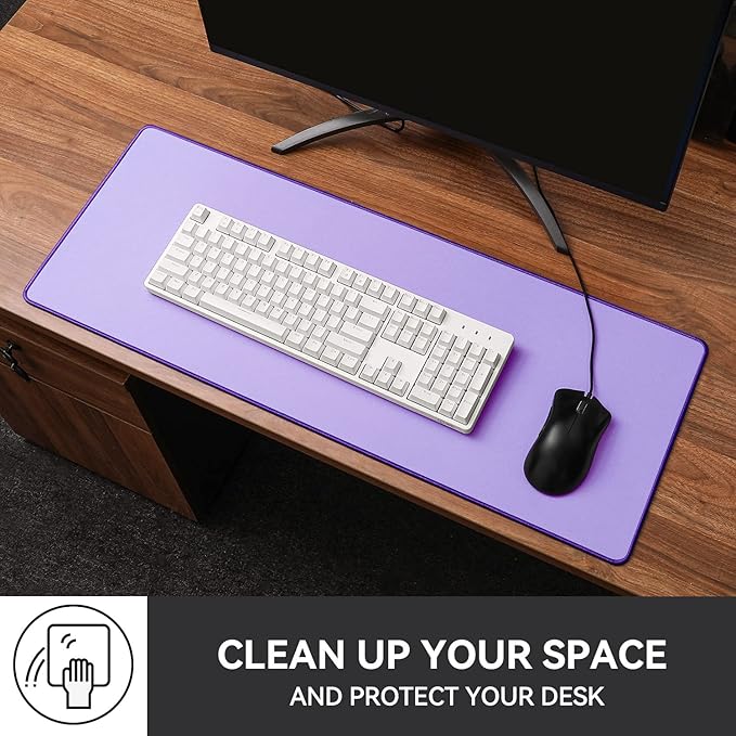 Reniteco Waterproof Large Gaming Mouse Pad with Durable Stitched Edges, Non-Slip Rubber Base, Grainy Jacquard Mouse Mat Desk Pad for Home Office Gaming, 31.5''x11.8''x0.12'', Purple