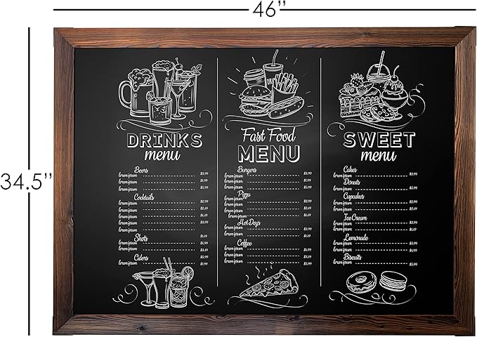 Loddie Doddie Magnetic Chalkboard - 46" x 34.5", Rustic Wood Frame - Easy-Erase Surface & Magnet Display - Easy Hanging & Magnetic Boards for Walls - Meal Planning Chalk Calendar