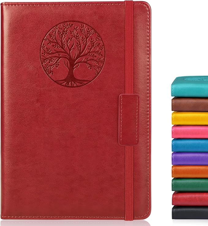 Biuwory Lined Journal Notebook for Women Men,256 Pages A5 Hardcover Leather Journals for Writing,Travel,Business,Work & School,College Ruled Notebooks for Note Taking,Diary Notepad 5.7"×8.3"