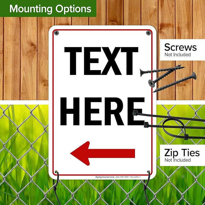 Custom Arrow,Custom Directional Sign, Left Arrow,7x10 Inches, 55 mil thick HDPE (high density polyethylene) Made in USA by My Sign Center