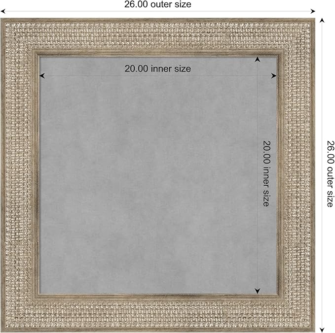Amanti Art Silver Framed Magnetic Board 26x26 Medium Vision Board for use with Magnets, 100% Metal Sheet to Display Items as Office Decor or for Home Organization in mudroom, Kitchen or Kids Room