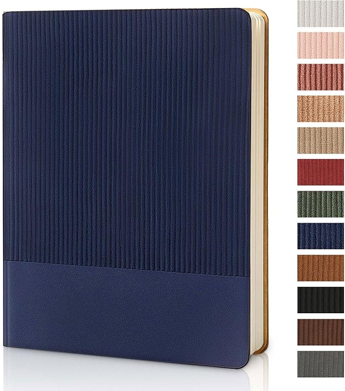 TSFPapier Lined Journal Notebook for Work College Ruled Note Book 7.2"x9.6" B5 PU Leather Daily Journaling 160 Pages for Women Men Writing Home School Supplies Business (Dark Blue)