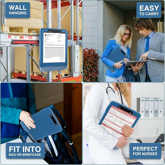Sooez Clipboards with Storage, High Capacity Clip Boards 8.5x11 with Pen Holder, Heavy Duty Plastic Paper Organization Folder Cases, Letter / A4 Size for Nurse Teachers, School & Office Supplies