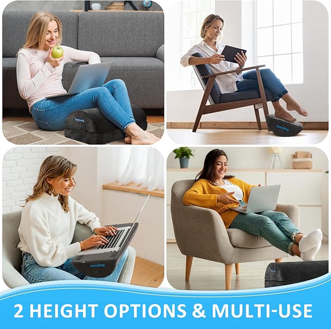 StepLively Foot Rest for Under Desk at Work, Comfortable Foot Stool with 2 Adjustable Heights, Footrest with Washable Cover, for Back & Hip Pain Relief, Suitable for Office, Home, Car, Gray, X-Large