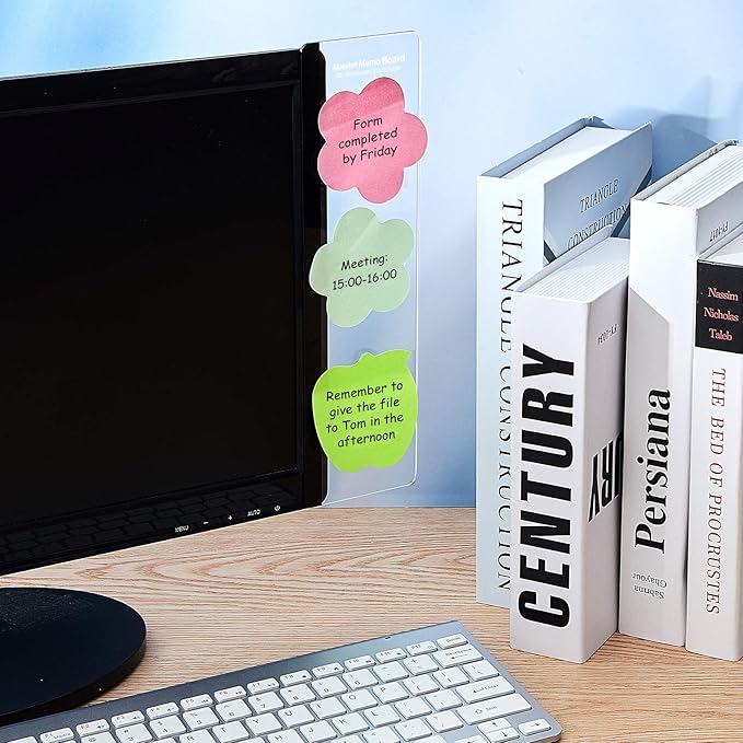 Zonon 4 Pieces Computer Monitor Notes Screen Monitor Memo Board Sticky Note Holder Message Board Computer Side Panel for Office Home Desktop Left and Right