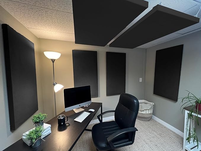 ATS Acoustics Home Office Residential Acoustic Treatment Room Kit Sound Absorbing Acoustic Panel 6 Pack for 50-100 Sq Ft (Pitch)
