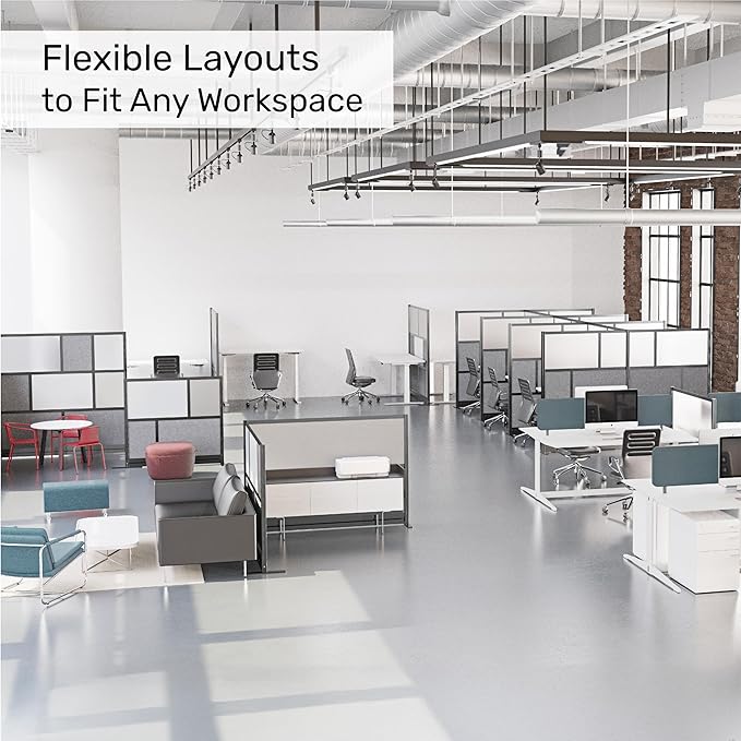 Workflow Modular Wall | Room Divider with Whiteboard, Sound Dampening, & Frosted Acrylic Panels | Expandable Office Partition for Privacy & Stability (70" x 70")