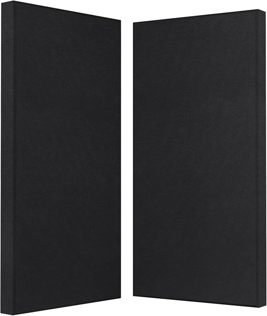 2” Thick Acoustic Panels with Hanging Hardware, 2 PCS 47.2” x 23.6” Fiberglass Sound Absorbing Panels for Home Theater Church Office Wall, Black