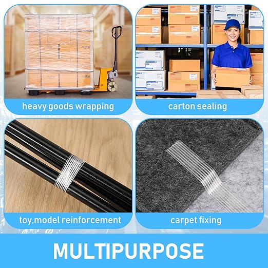 Treela 50 Rolls 1/2 Inch X 60 Yards Filament Strapping Tape 5.5 Mil Transparent Reinforced Fiberglass Heavy Duty Packing Shipping Tape for Sealing Binding Fixing