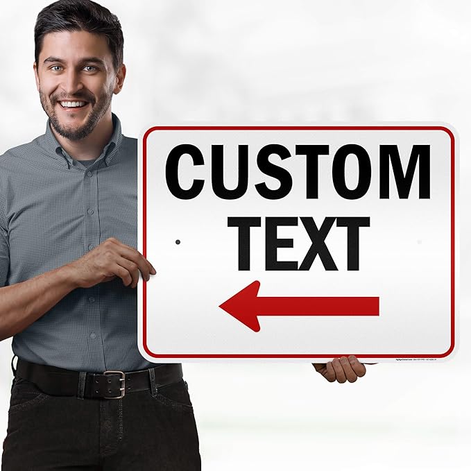 Custom Arrow Directional Sign, Left Arrow, 18x24 Inches, 3M EGP Reflective, Rust Free .080 Aluminum, Fade Resistant, Made in USA by My Sign Center