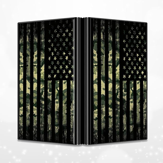 Slim Credit Card Holder, Military Camouflage American Flag RFID Blocking Metal Wallet for Men & Women, Aluminum Minimalist Hard Case Pocket-Sized Business Cards Organizer (Fits Up to 10 Cards)