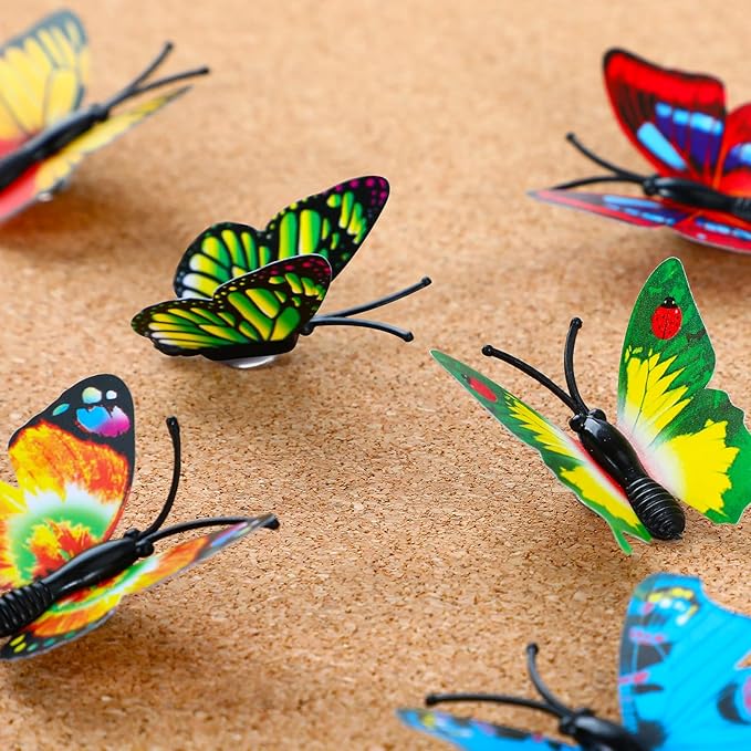 50Packs Purple Butterfly Push Pins Decorative Thumb Tacks Pushpins for Cork Board Thumbtacks for Hanging for Board Bulletin Corkboard Cubicle Wall in Office Decor Home Decorations