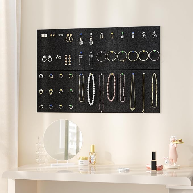 Neatsure Large Cork Board for Wall, 36" x 24" Bulletin Board with Pushpins, 6 Panels Felt Tiles Tack Push Pin Board for Office, Dark Gray