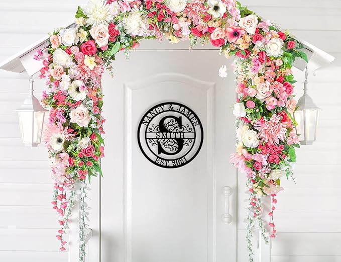 Custom Last Name Sign Personalized Family Name Sign Monogram Wall Decor Personalized Metal Sign Initial Split Letter Monogram Sign Custom Name Sign Personalized Wedding Gift