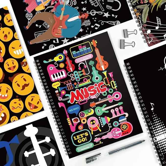 MAXCURY Blank Sheet Music Composition Manuscript Staff Paper Art Music Notebook Black 100 Pages 26x19cm (Factory)