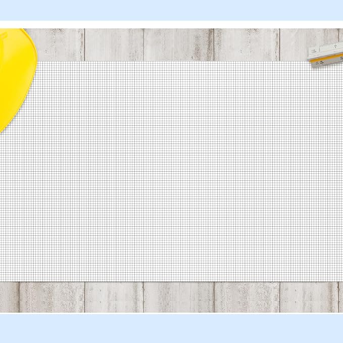 Fuyoooo 25 Sheet Graph Paper Pad 24" x 48" Large Graph 1" and 1/4" Ruled Grid Paper for Engineer Architect Designer Mathematician Draftsmen Sketch House Commercial Building Plan Drafting(White)