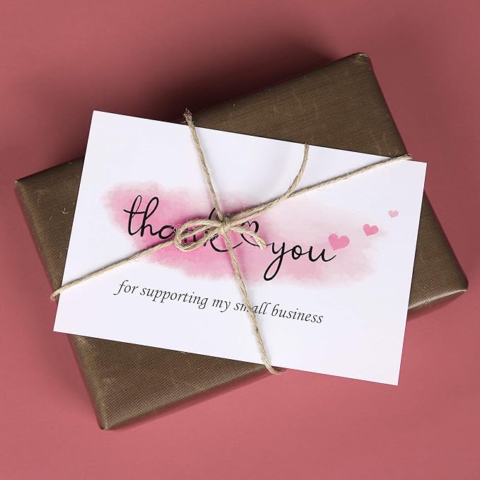 100 Thank You For Supporting My Small Business Cards, Elegant and Professional Design, 4" x 6", Recommended for Online Retailers, Small Business Owners and Local Stores
