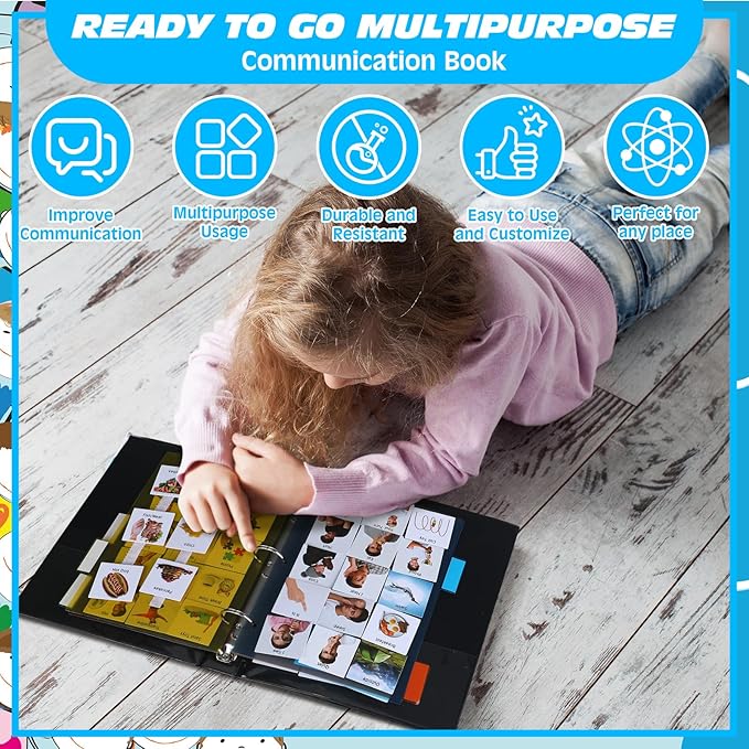 Communication Book Bulk 162 Laminate Icon Plastic Picture Cards with 5 Multicolor Dividers 1 Sentence Strip Sturdy for Autism Vocabulary Language Speech Articulation Learning Supplies