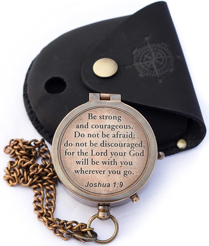 A S Handicrafts Engraved Compass Gift for First Communion, Baptism, Religious Gifts for Men, Confirmation, Missionary