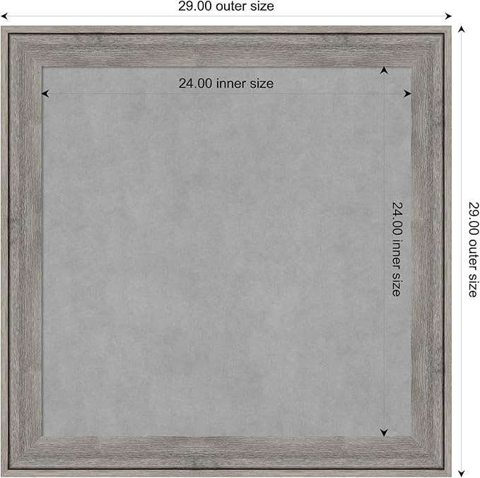 Amanti Art Grey Framed Magnetic Board 29x29 Medium Vision Board for use with Magnets, 100% Metal Sheet to Display Items as Office Decor or for Home Organization in mudroom, Kitchen or Kids Room