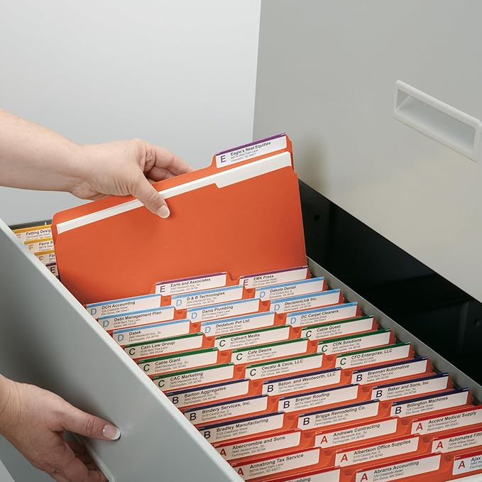 Smead Colored File Folder, 1/3-Cut Tab, Letter Size, Orange, 100 per Box (12543)