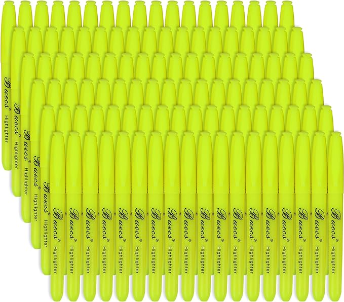 Buecs Highlighters Bulk Pack, 108 Count, Chisel Tip,Fluorescent Yellow, suitable for Adults Highlighting Planner Notes, Office School Supplies