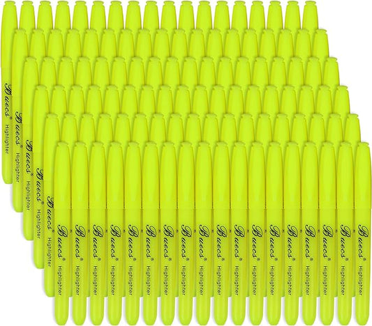 Buecs Highlighters Bulk Pack, 108 Count, Chisel Tip,Fluorescent Yellow, suitable for Adults Highlighting Planner Notes, Office School Supplies