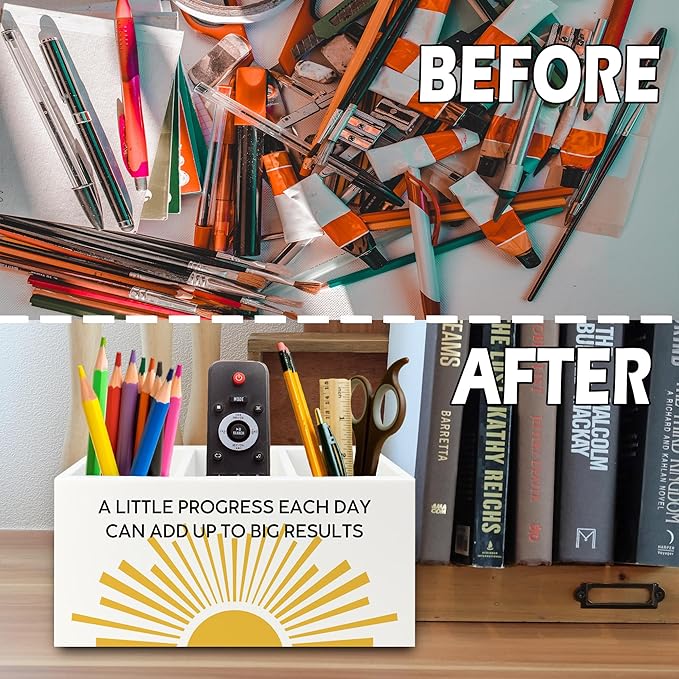 XPH Boho Mental Health Pen Pencil Holder Organizer for Desk, Mental Health Inspirational Motivational Wooden Box Sign for Therapy Counselor Office Classroom Desk Tabletop Decorations