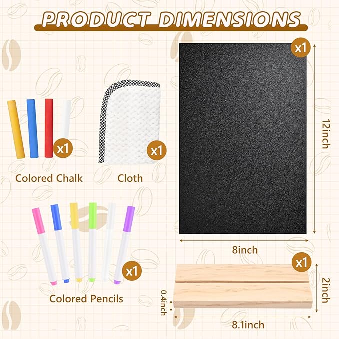 Bouiexye 1 Pack 8.1x12 in Chalkboard Signs with Stand for Tables Small Chalk Board Signs Tabletop Message Board Sign with Wood Base for Home Decorations Coffee Shop Restaurant Kitchen Wedding Party