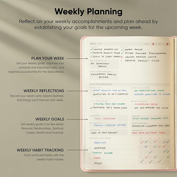 Dated, 2026 Planner, 5.8” x 8.3” - The #1 Productivity Planner to Achieve Your 2026 Goals - Planner 2026-2027 by PRODUCTIVITY STORE (A5, PINK)