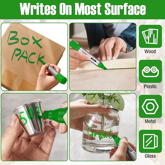 Fuutreo 10 Pack Jumbo Permanent Markers Bulk Large Chisel Tip Permanent Markers Quick Drying Waterproof Big Huge Poster Pens for Office, Logistics Company and More Adult(Grass Green)