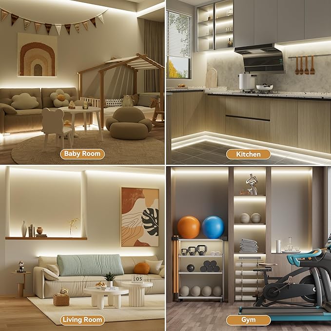 PAUTIX COB LED Strip Lights,UL Listed Dotless LED Lights with RF Remote,16.4ft Natural White 4000K Super Bright Dimmable Flexible Diffused LED Tape Light,Kitchen Cabinet,Office,Stairs,Shelf Lighting