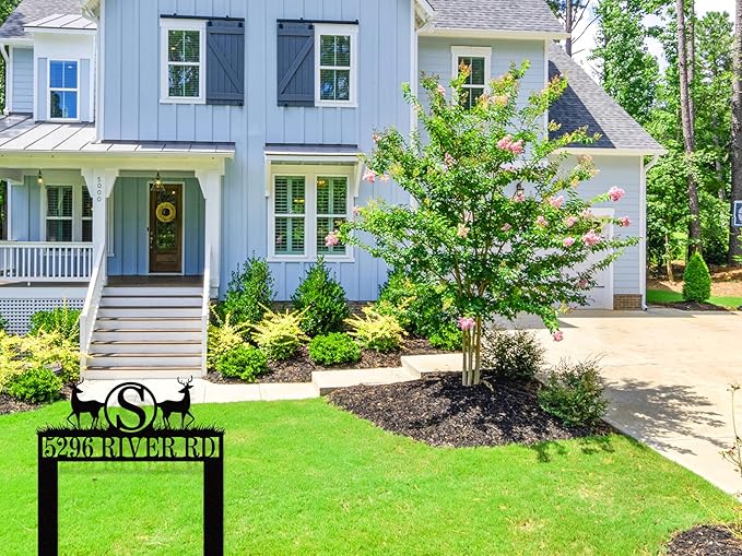 Personalized Metal Address Sign with Stakes, Custom House Number Sign for Yard, Metal Address Stake Sign, Outdoor Garden Address Sign, Custom Number Sign for Home, Unique Garden Gift