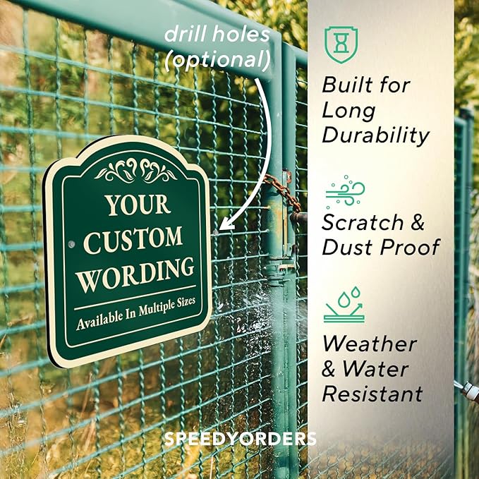 Custom Decorative Outdoor Metal Sign - Personalized Aluminum Driveway Sign, Waterproof, Made In USA - Design 1 Forest Green 18x18 In