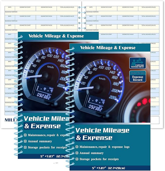 2 Pcs Auto Mileage & Expense Log Book for Car Taxes Vehicle Maintenance Expense Track Record Notebook Small Business Gas Miles Log Book for Driver 5 x 7.87 Inch(Novelty,Vivid Color)
