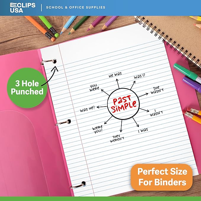 Loose Leaf Paper College Ruled Notebook Paper College Ruled Lined Writing Filler Paper 10.5” x 8” 900 Sheets 150 Sheets Per Pack 60 gsm (6 Pack)