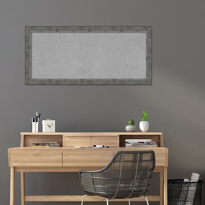 Amanti Art Silver Framed Magnetic Board 24x52 Oversize Vision Board for use with Magnets, 100% Metal Sheet to Display Items as Office Decor or for Home Organization in mudroom, Kitchen or Kids Room