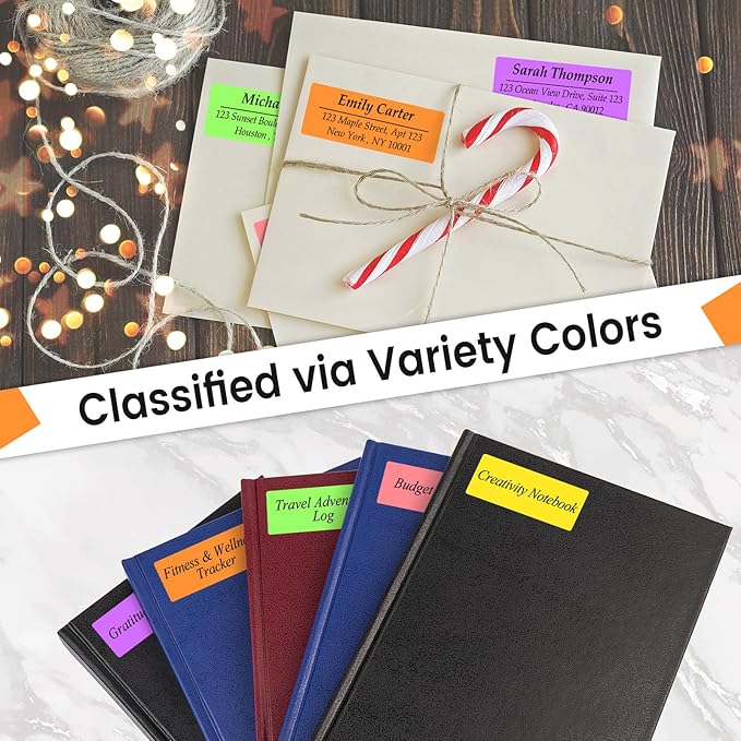 THEBLUETOUCH 1" x 2-5/8" Neon Labels – 750 pcs Printable Labels Stickers (30 per Sheet, 25 Sheets), 5 Assorted Bright Colored Stickers for Inkjet/Laser Printing