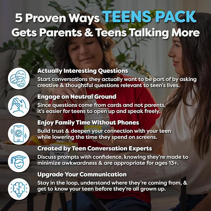 200 Conversation Cards for Teens - Engaging & Deep Questions to Build Trust, Encourage Self-Expression & Strengthen Relationships – Great for Parents, Teachers, Group Discussions & Quality Time